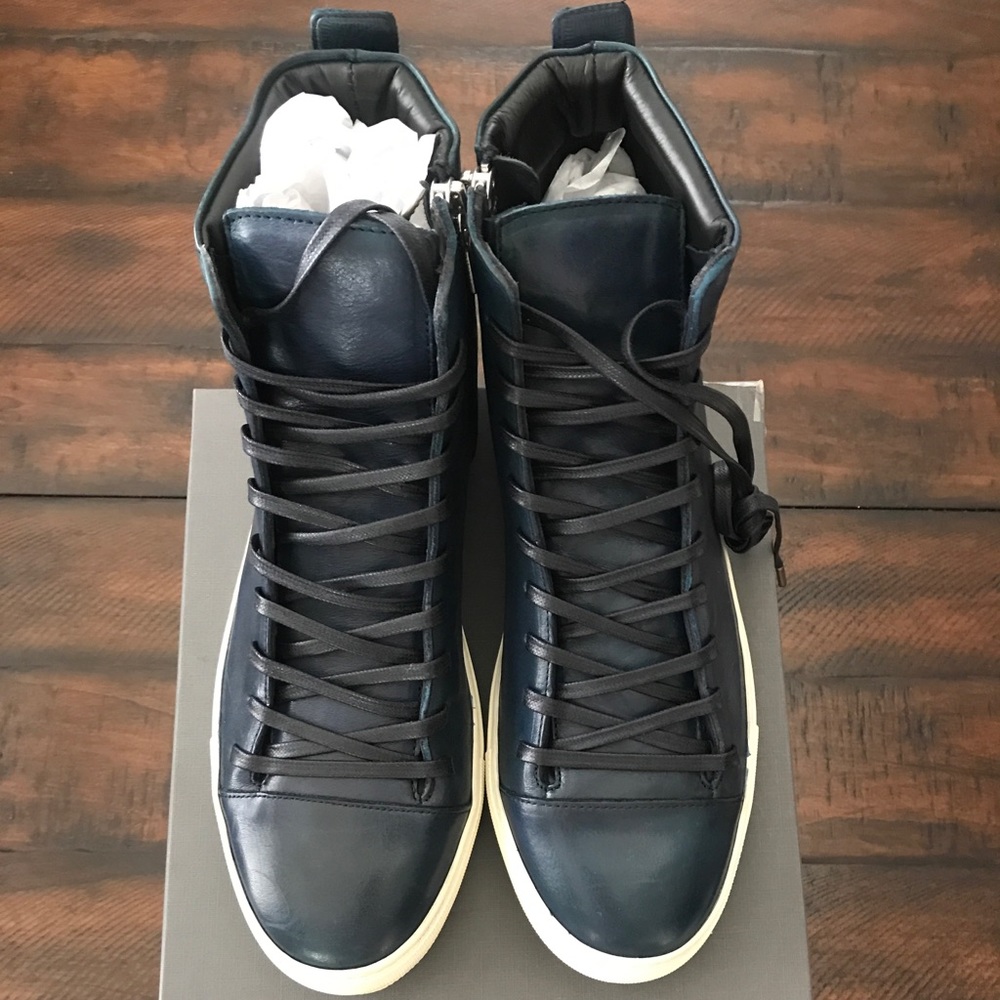 John Varvatos high top navy blue sneakers